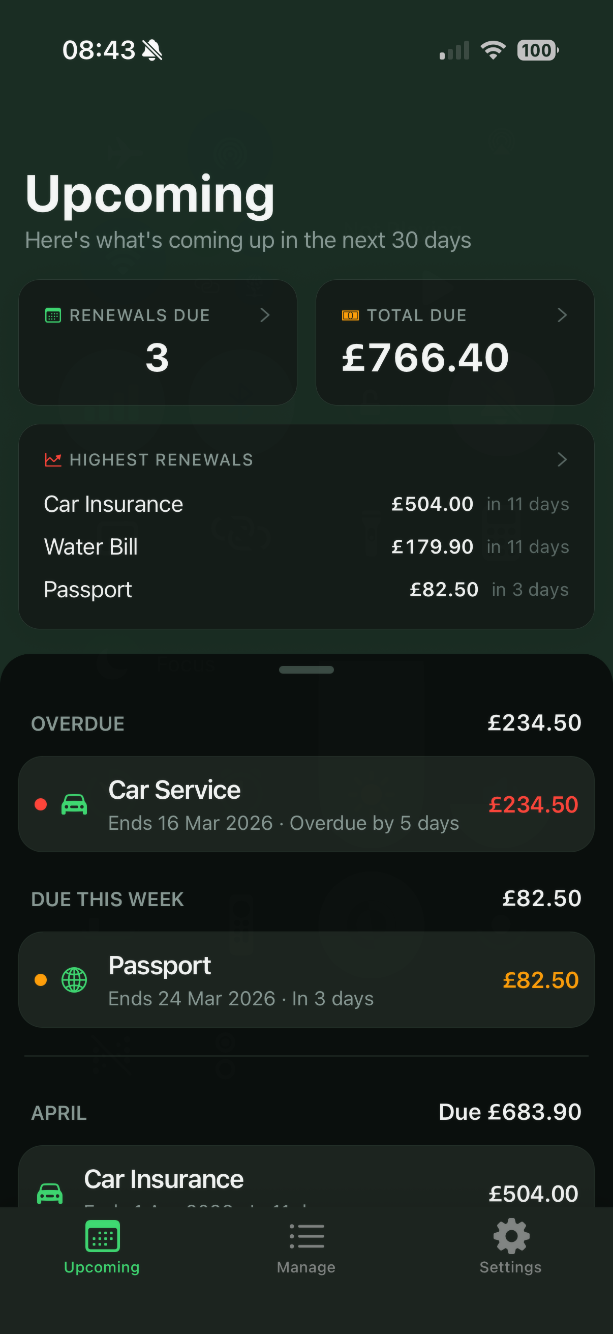 All Renewals - dark theme upcoming