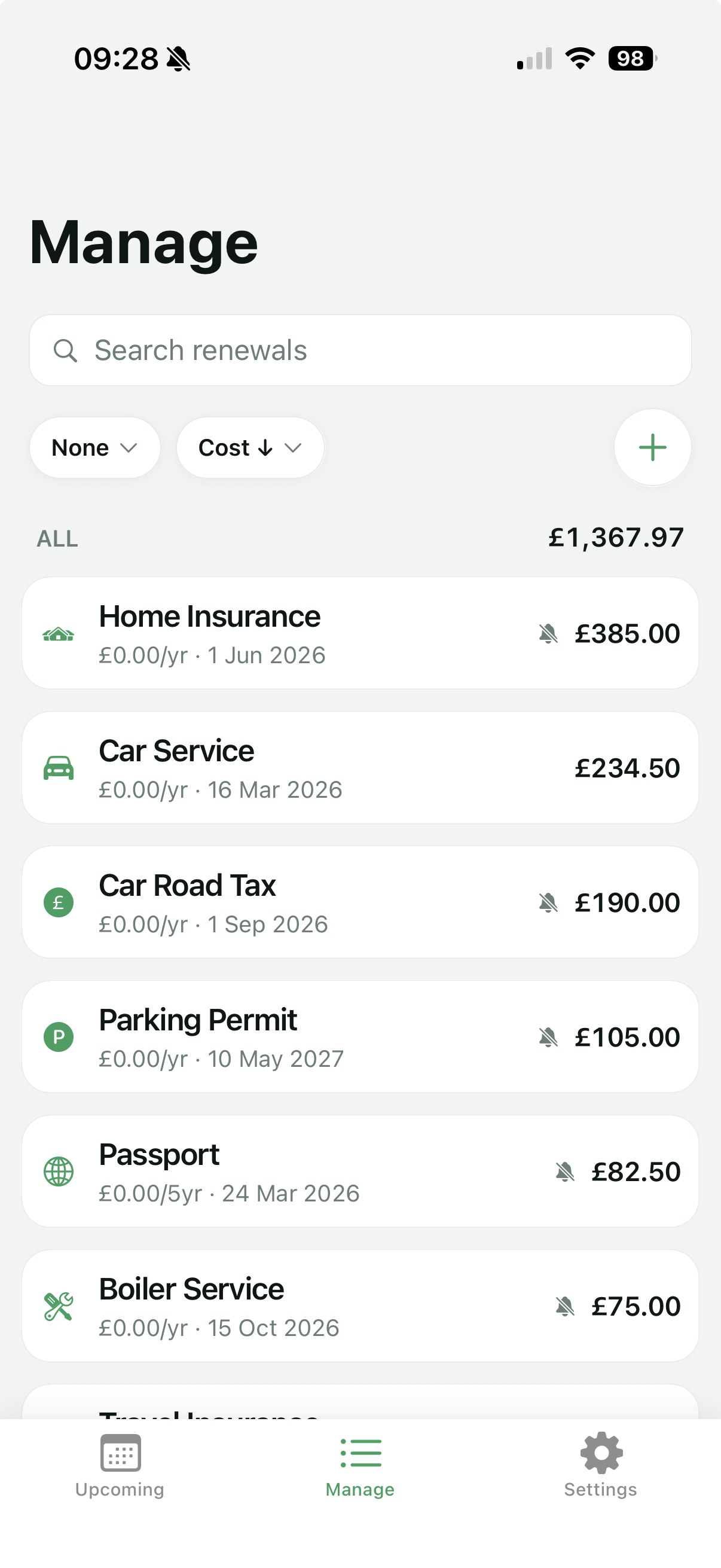 All Renewals - manage renewals