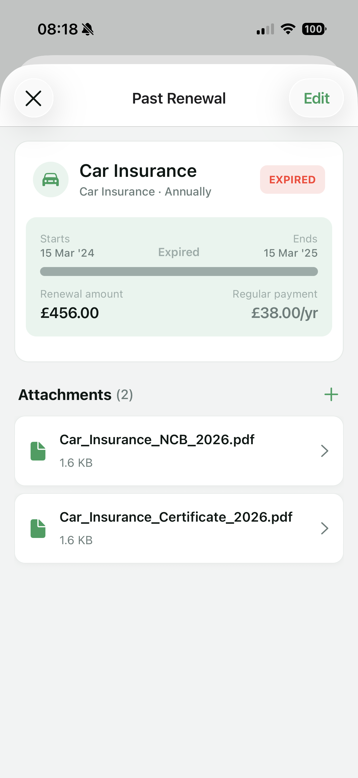 All Renewals - past renewals